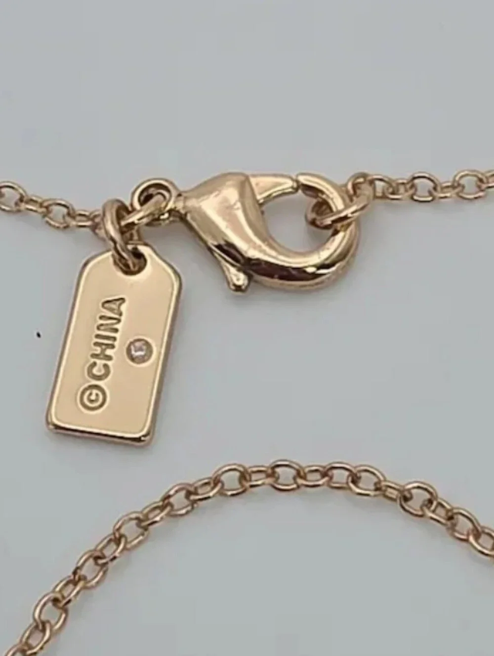 COACH Rose Gold Crystal Logo Disc Necklace